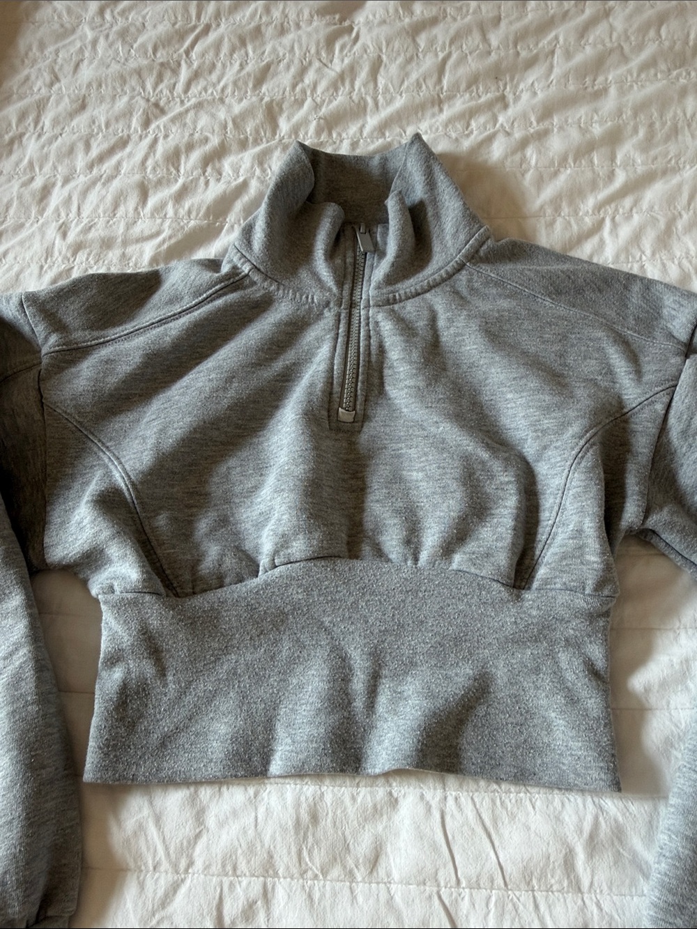 Alo Cropped Grey Half-Zip Pullover - Picture 3 of 6